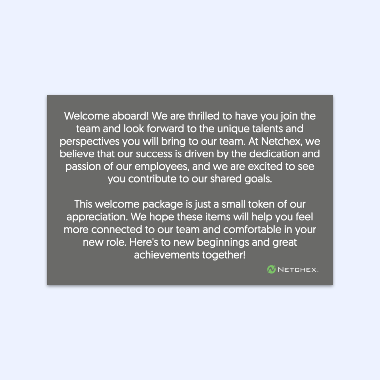 Netchex New Hire Notecard