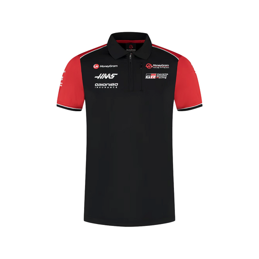 Knock Knock Men's Haas F1 Black Team Fitted Quarter-Zip Polo