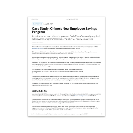 Chime Flyer (Case Study: Chime's New Employee Savings Program)