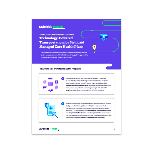 SafeRide Health Events Flyer (Technology-Powered Transportation)