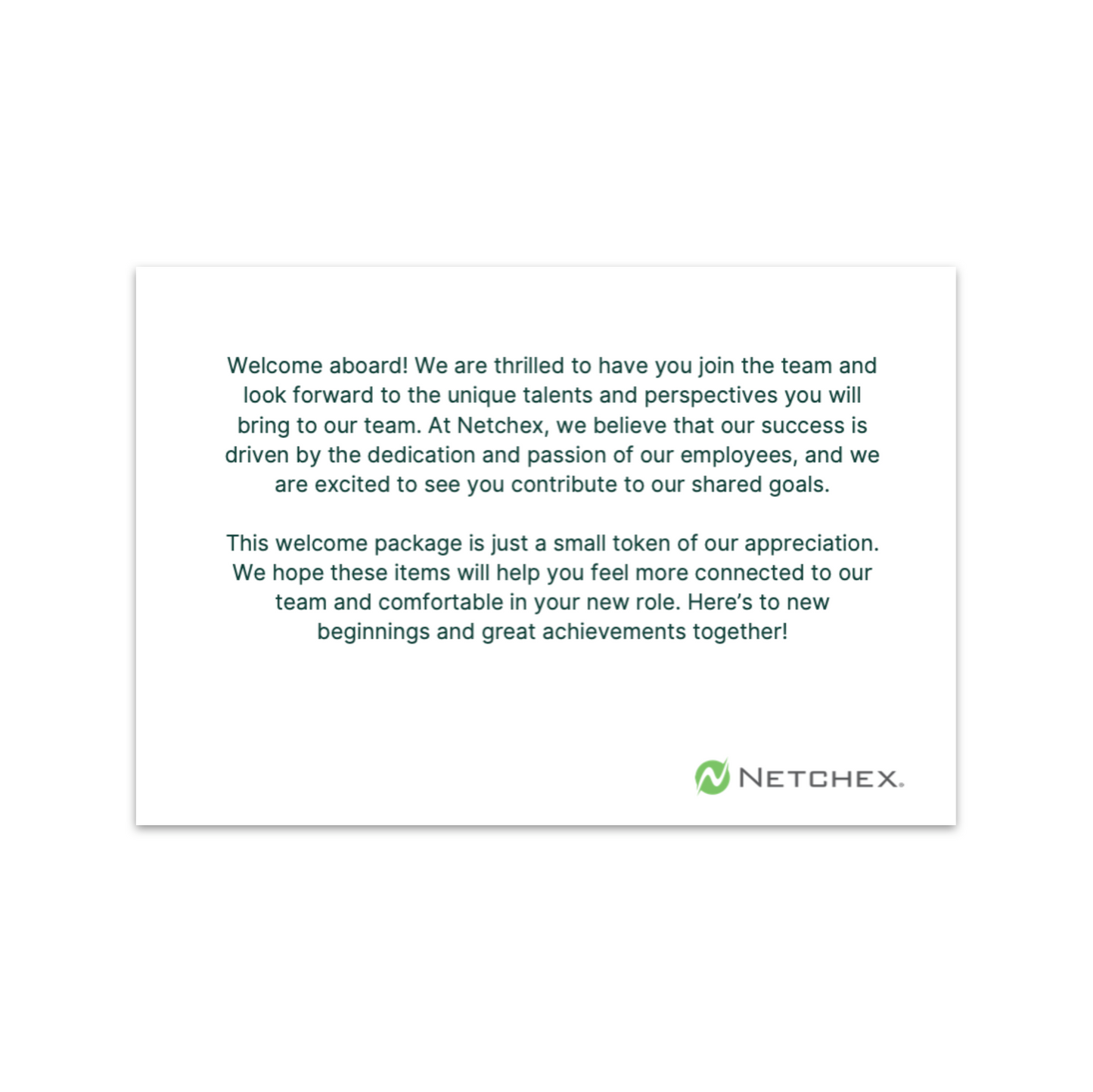 Netchex New Hire Notecard